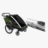 Thule Chariot Cab 2 Fahrradanhänger inkl. Ski- & Wanderset, Cypress Green