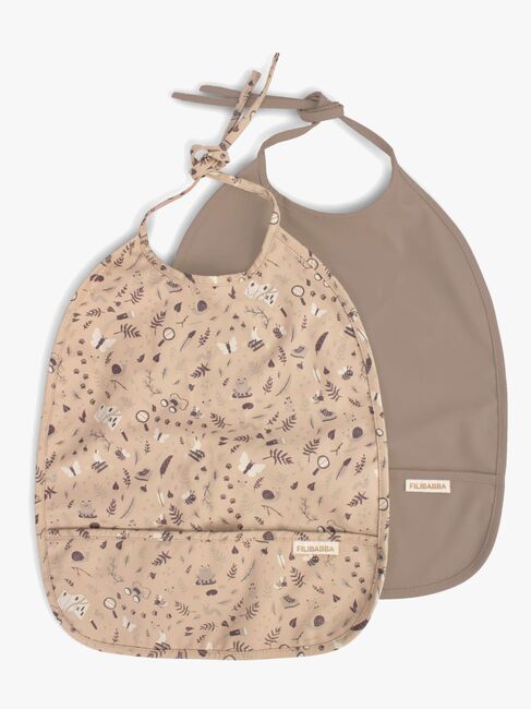 FILIBABBA Lätzchen 2er-Pack, Little Wonders/Warm Grey