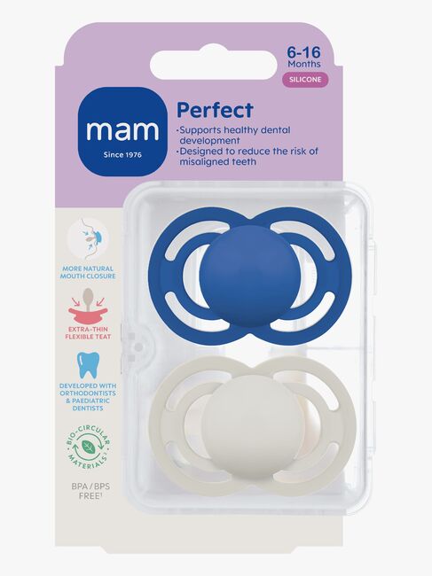 MAM Perfect Schnuller Silikon 2er-Pack 6-16m, Blau