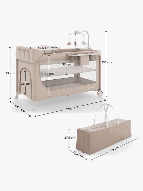 Kinderkraft LEODY UP Reisebett mit Zubehör, Beige