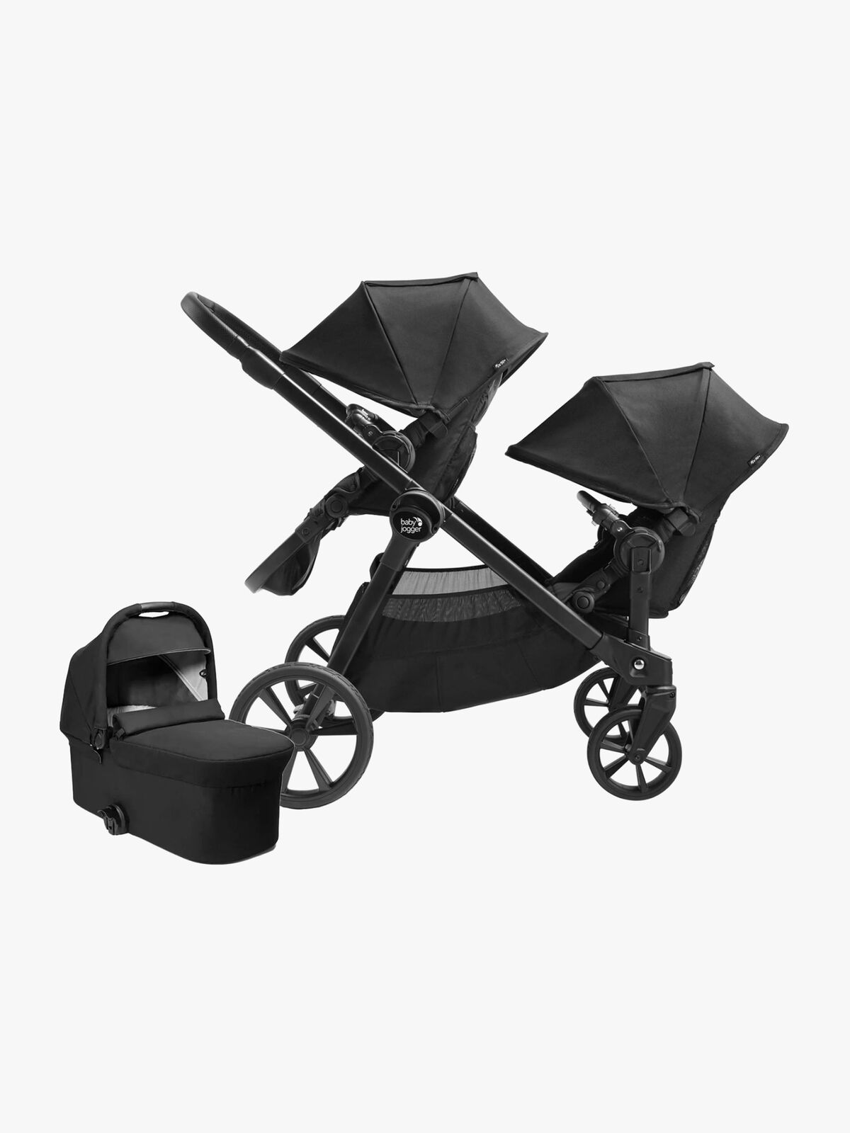 Baby Jogger City Select 2 Tencel Geschwisterwagen, Lunar Black