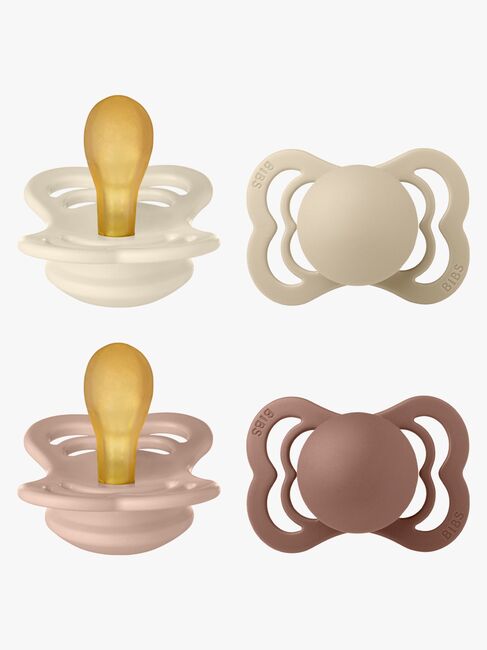 BIBS Supreme Schnuller 4er-Pack Silikon Gr. 1, Ivory/Vanilla/Blush/Woodchuck
