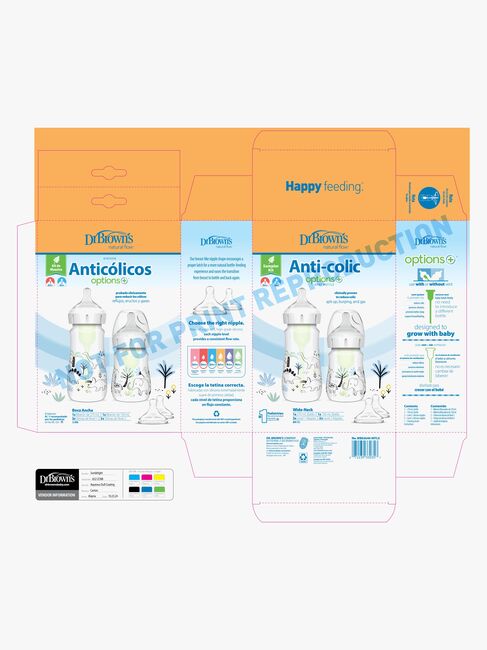 Dr. Brown WideNeck Options+ Babyflaschen 150 ml + 270 ml 2er-Pack, Jungle