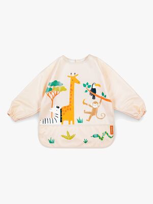 Miniland Langärmliges Lätzchen mit Tasche, Jungle