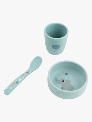 Done By Deer Celebration Silikon Geschirr-Set Stick & Stay, Blue