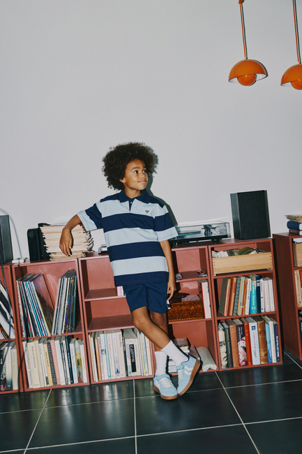 Hummel JR Loose Striped Polohemd, Dress Blue