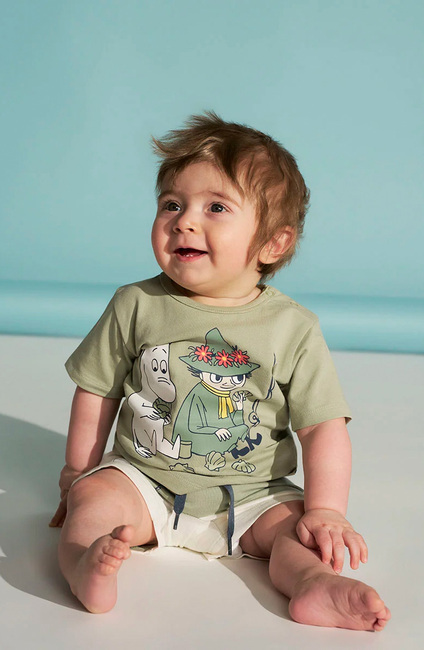 Mumin by Martinex Freizeit Shorts Set, Grün/Weiß