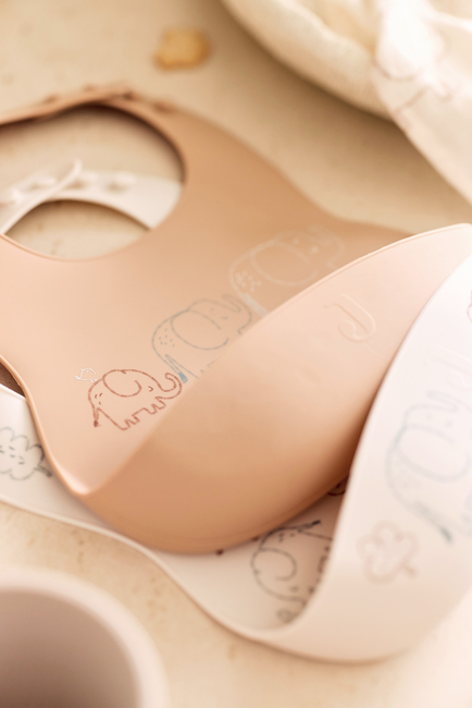 Jollein Lätzchen Silikon 2er-Pack, Elephant Tales