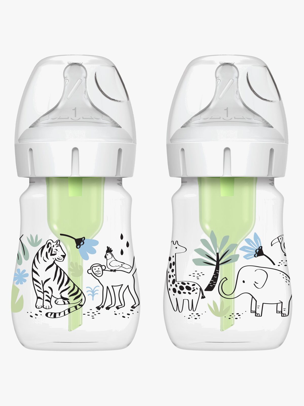 Dr. Brown WideNeck Options+ Babyflaschen 150 ml 2er-Pack, Jungle