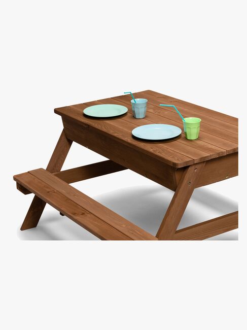 Woodlii Picknicktisch mit Sandkasten + Deckel, Braun