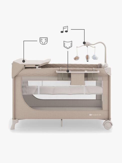 Kinderkraft LEODY UP Reisebett mit Zubehör, Beige