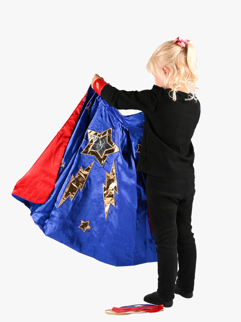 Den Goda Fen Wendbarer Umhang mit Augenmaske 98-128 cm, Blau/Rot