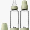 BIBS Medium Flow Glas Fläschchen Silikon 2er-Pack 240 ml, Sage