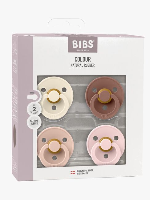 BIBS Colour Schnuller 4er-Pack Latex Größe 2, Ivory/Blush/Woodchuck/Blossom