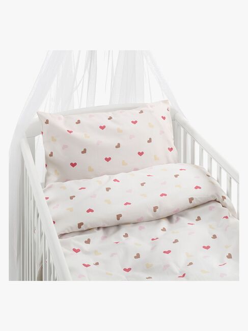 Borganäs Bettwäsche Babybett Hjärtrud 2-teilig 100x130 cm, Beige