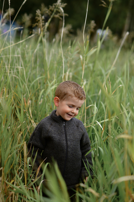 Mikk-Line Wollfilz-Jacke Kind, Dark Brown Melange