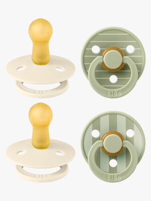 BIBS Studio Colour Schnuller 4er-Pack Latex Größe 2, Pin Ivory Vanilla/Pin Sage