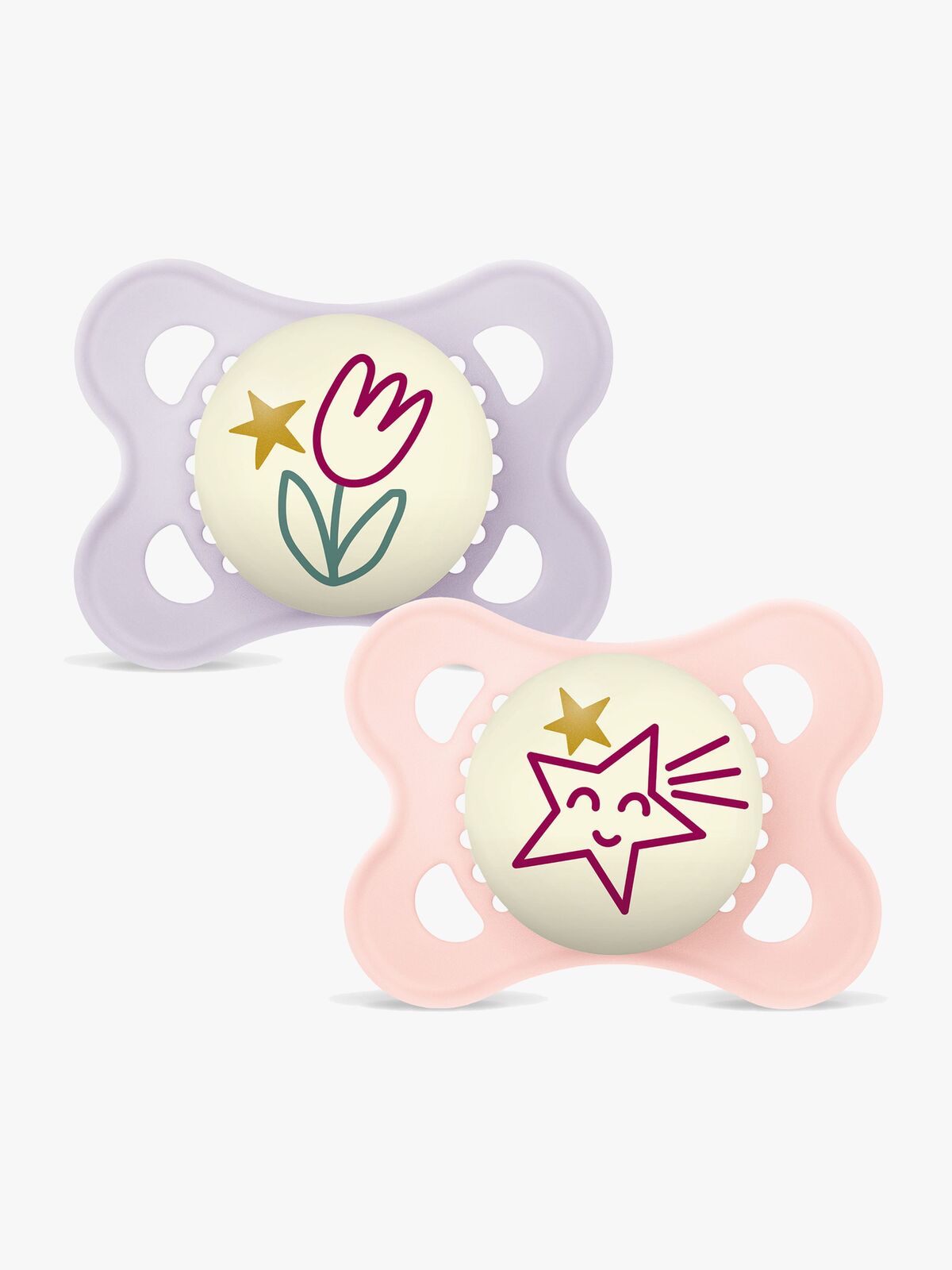 MAM Orginal Night Schnuller Silikon 2er-Pack 0-6m, Rosa