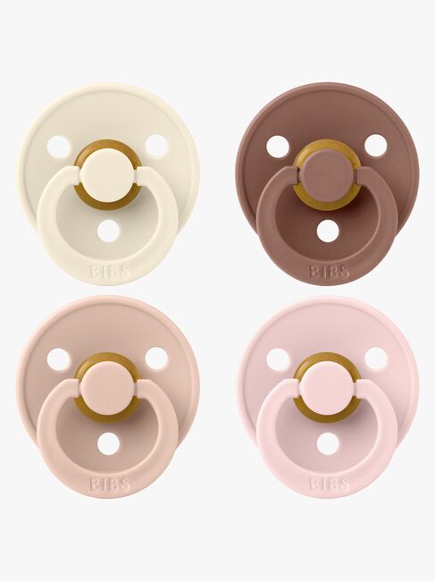 BIBS Colour Schnuller 4er-Pack Latex Größe 2, Ivory/Blush/Woodchuck/Blossom