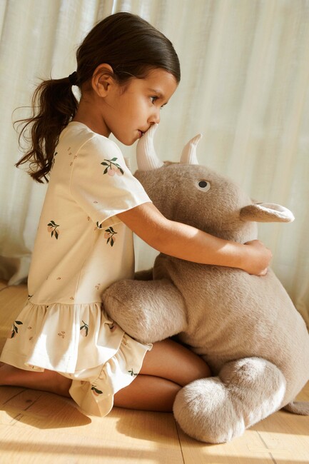 LIEWOOD Barnaby Nashorn Plüschspielzeug 30 cm, Stone Beige