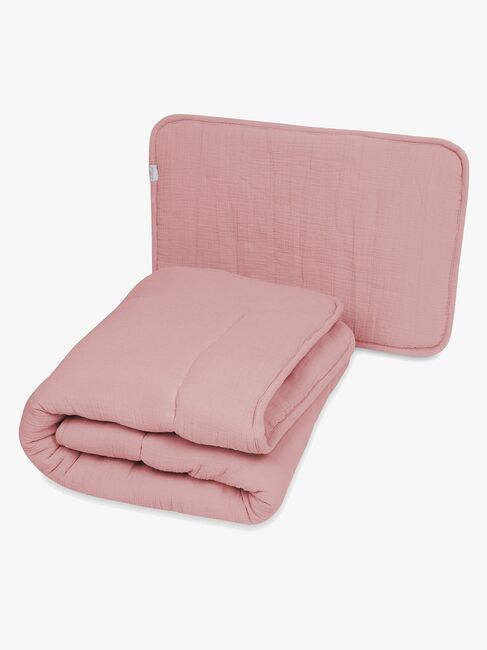 BabyMatex Set mit Babydecke 100 x 135 cm & Babykissen 40 x 60 cm aus Musselin, Rosa