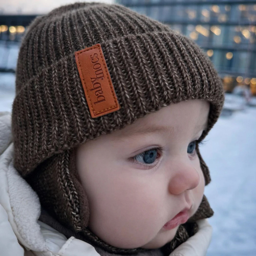 BabyMocs Mütze mit Ohrenklappen, Greige
