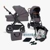 Kinderkraft Multifunctional 3-in-1 B-Tour Mink Pro Kombikinderwagen, Dark Grey
