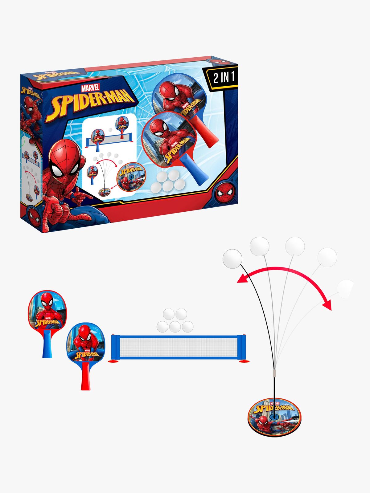Marvel Spider-Man 2-in-1 Tischtennis-Set
