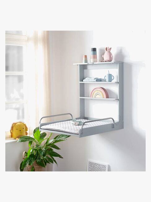 Roba Wandmontierter Wickeltisch & Wickelunterlage, Taupe Lacquered/Silver Grey