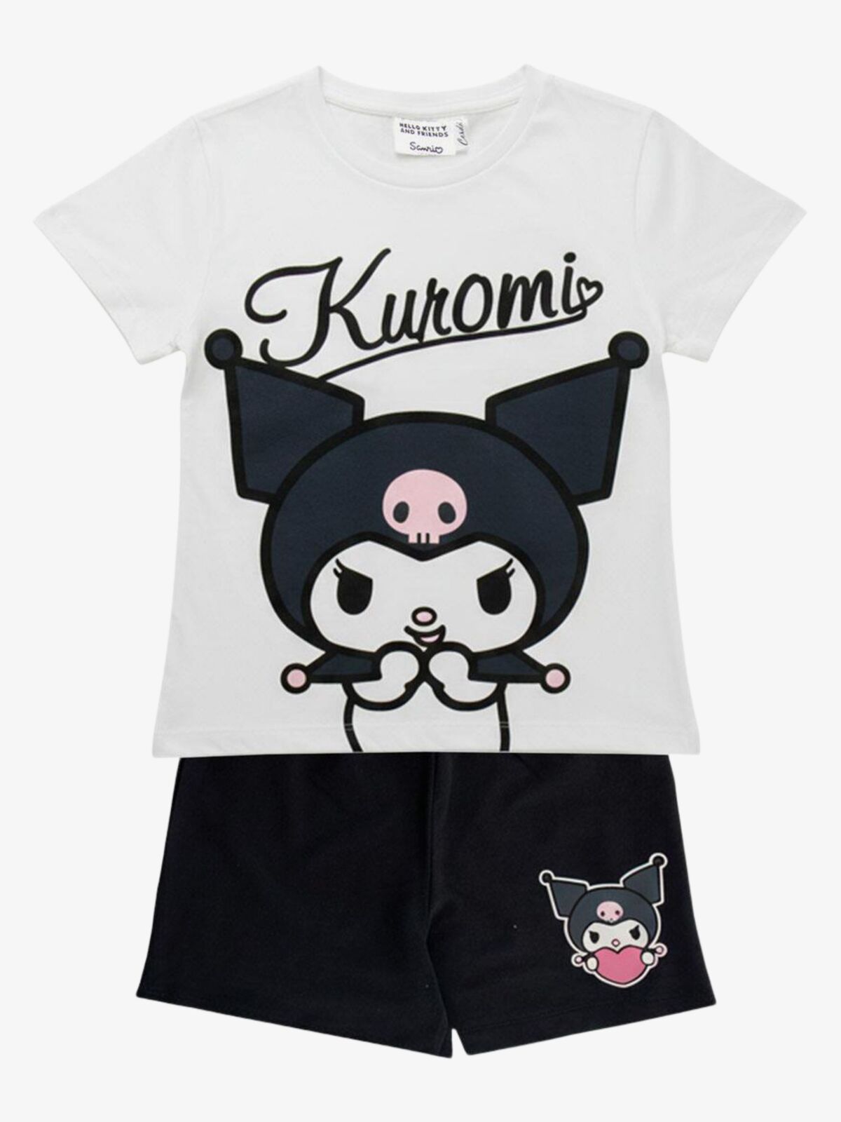 Hello Kitty Kuromi T-Shirt Und Shorts Set, Weiß
