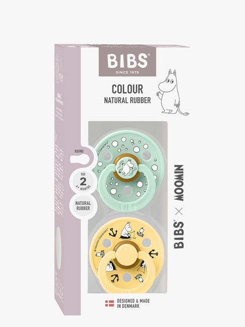 BIBS x Moomin Colour Sailing Schnuller 2er-Pack Latex Größe 2, Nordic Mint