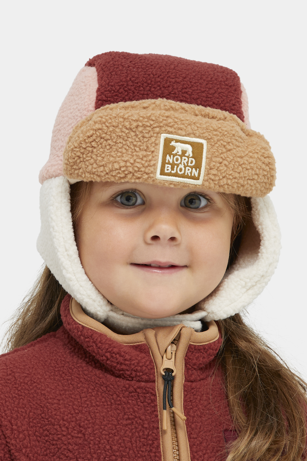 Nordbjörn Knallen Teddyfleece-Mütze, Madder Brown/Rose Dawn/Oatmeal