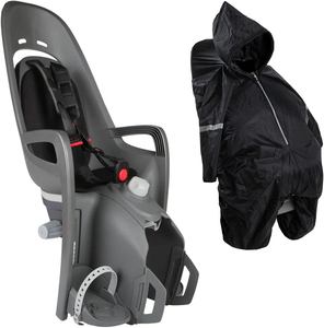 Hamax Zenith Relax Fahrradsitz inkl. Gepäckträgerhalterung & Regenschutz, Grey/Black