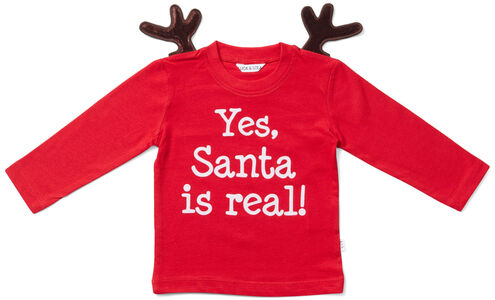 Luca & Lola Baby Langärmliges T-shirt Santa Is Real Deer, Red