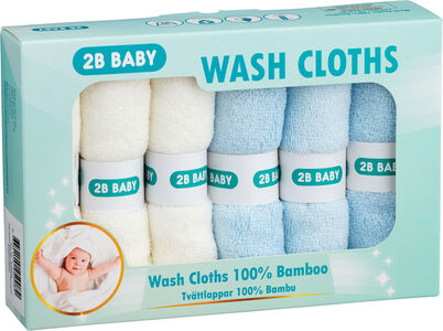 2B Baby Waschlappen Bambus 6er-Pack, Blau/Weiß
