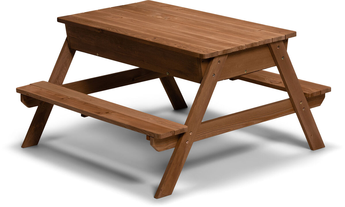 Kaufen Woodlii Picknicktisch mit Sandkasten + Deckel, Braun Jollyroom