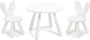 Minitude Nordic Tisch Dimma & Stühle Kaninchen, Weiß