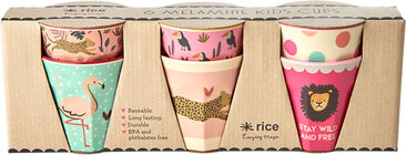 Rice Becher Melamin Klein Jungle Print 6er-Pack, Pink