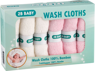 2B Baby Waschlappen Bambus 6er-Pack, Rosa/Weiß